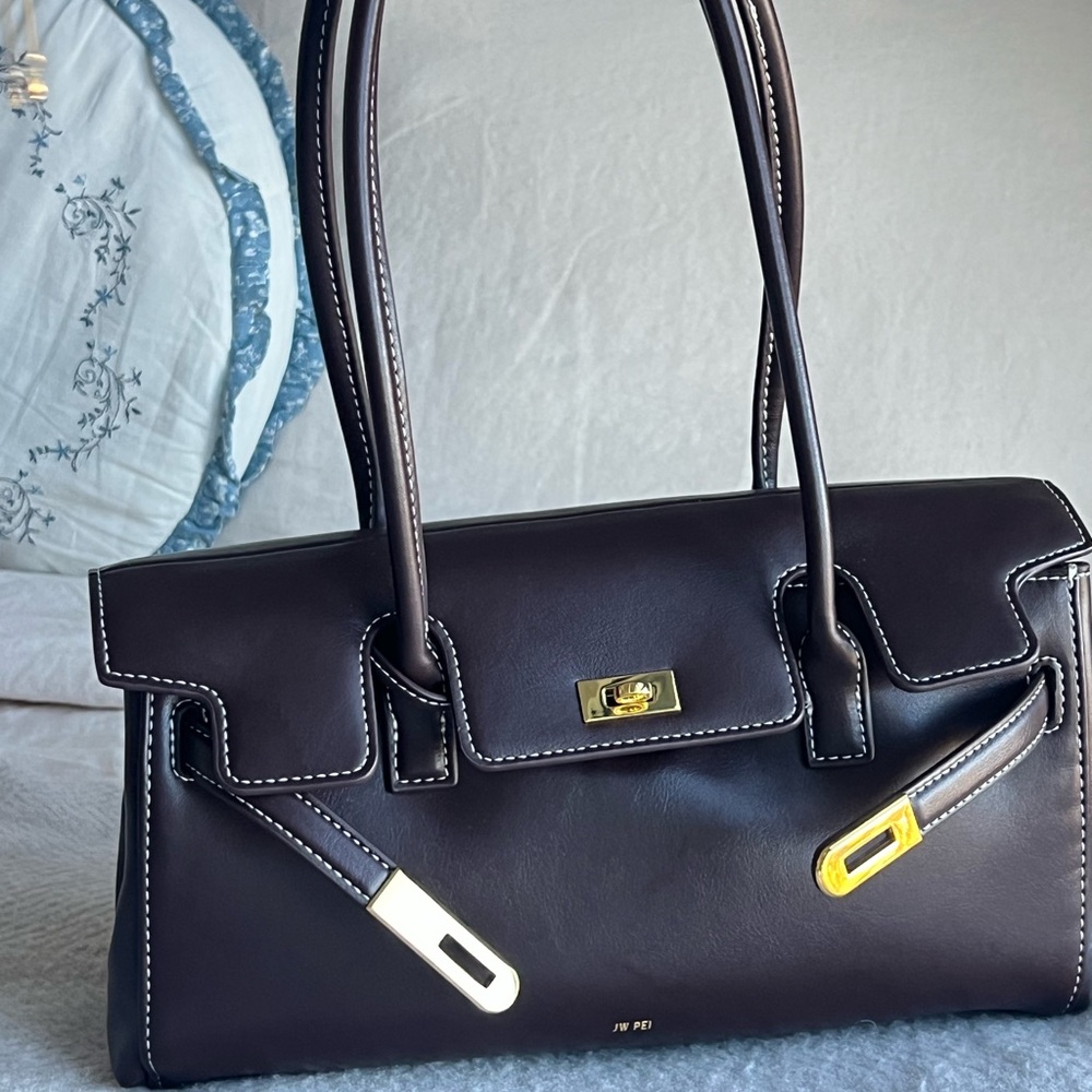 JW PEI Yara Shoulder Bag - Elegant Brown Leather Handbag - Hermes Birkin